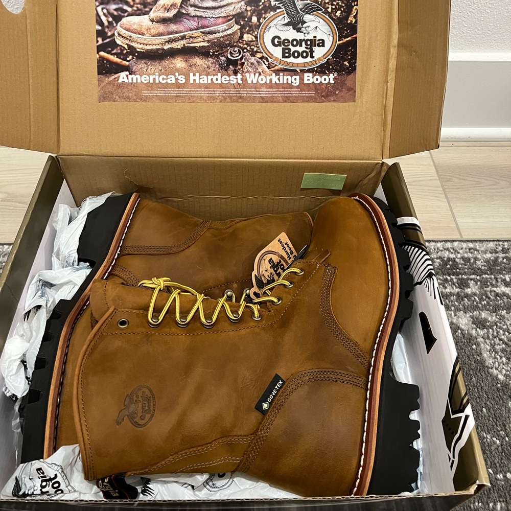 Georgia Boot Men's Steel Toe Logger Work Boots, 8 in. Size 9.5